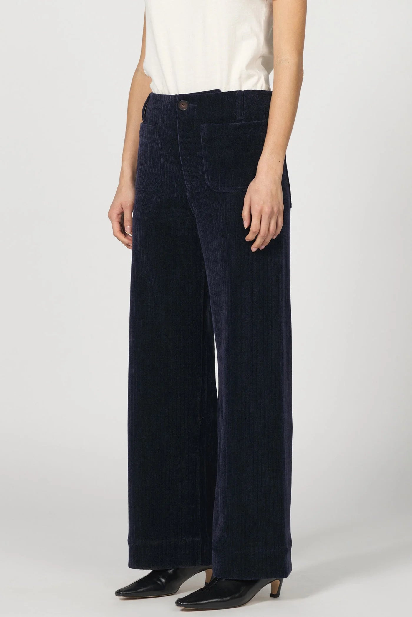 Audrey Wide Leg Corduroy Pants | Black Iris