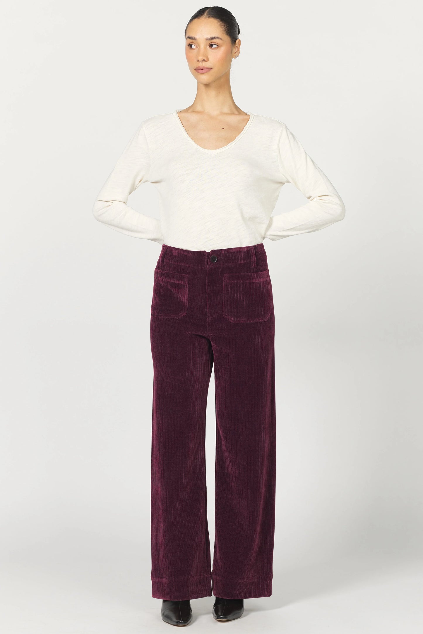 Audrey Wide Leg Corduroy Pants | Fig