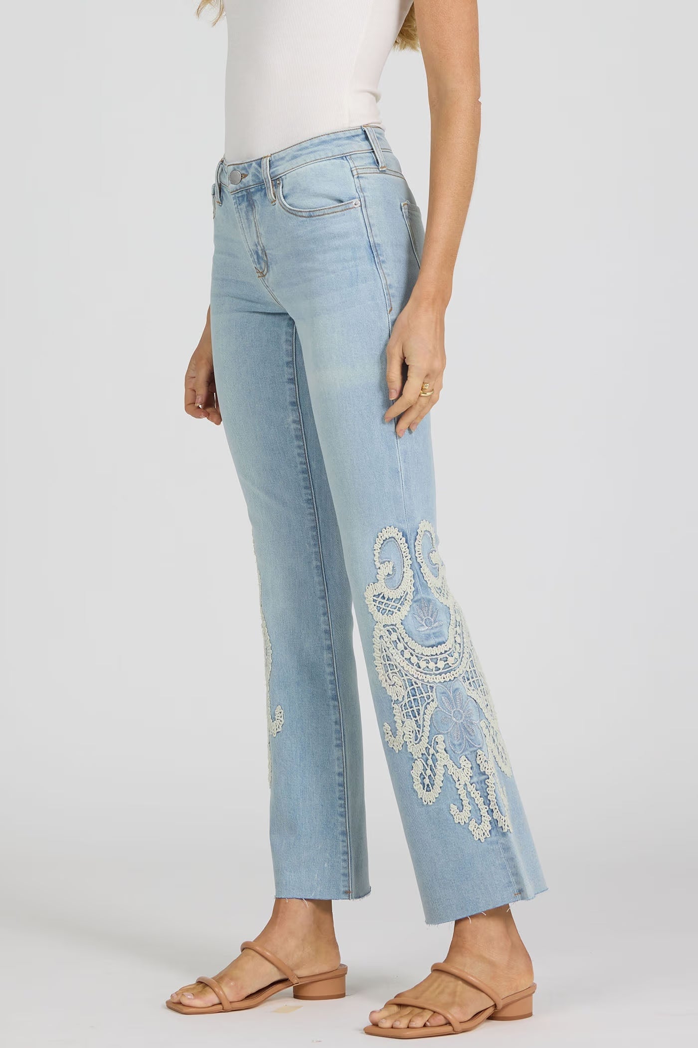 Rose Flare Leg Jeans | Denim Lace