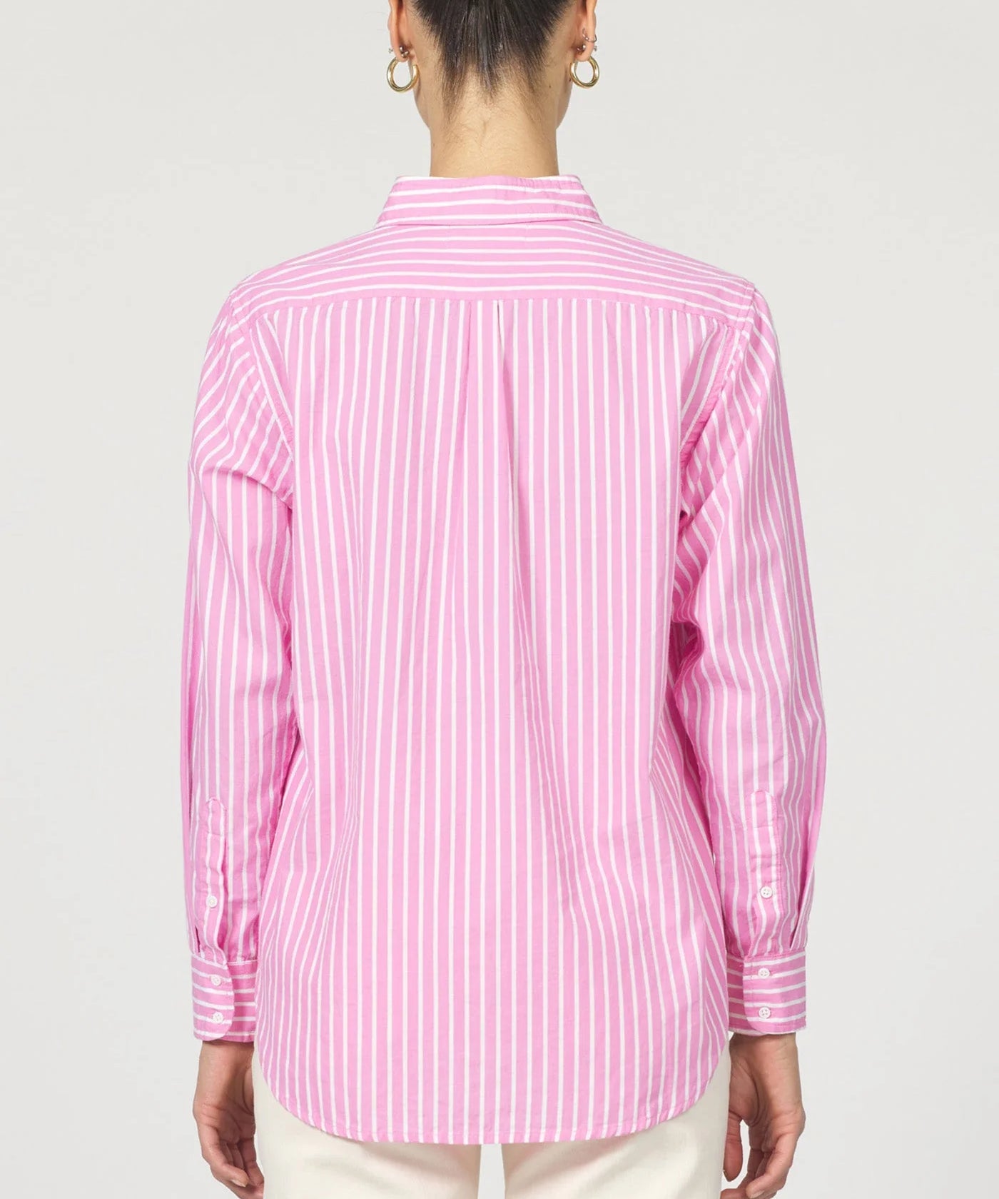 Lolita Button Up Long Sleeve Boyfriend Shirt - Rosebloom Stripe