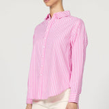 Lolita Button Up Long Sleeve Boyfriend Shirt - Rosebloom Stripe