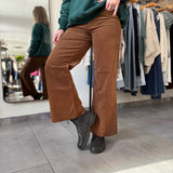 Meg High Rise Fab Ab Wide Leg Corduroy Pants - Cognac