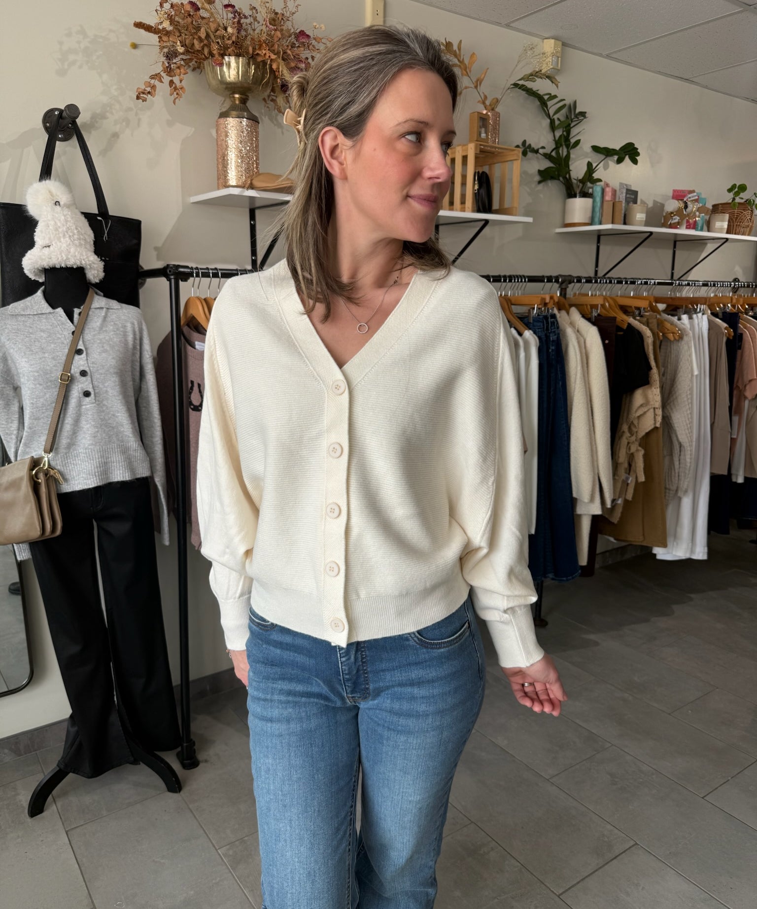 Super Soft Rib Knit Cardigan | Ivory