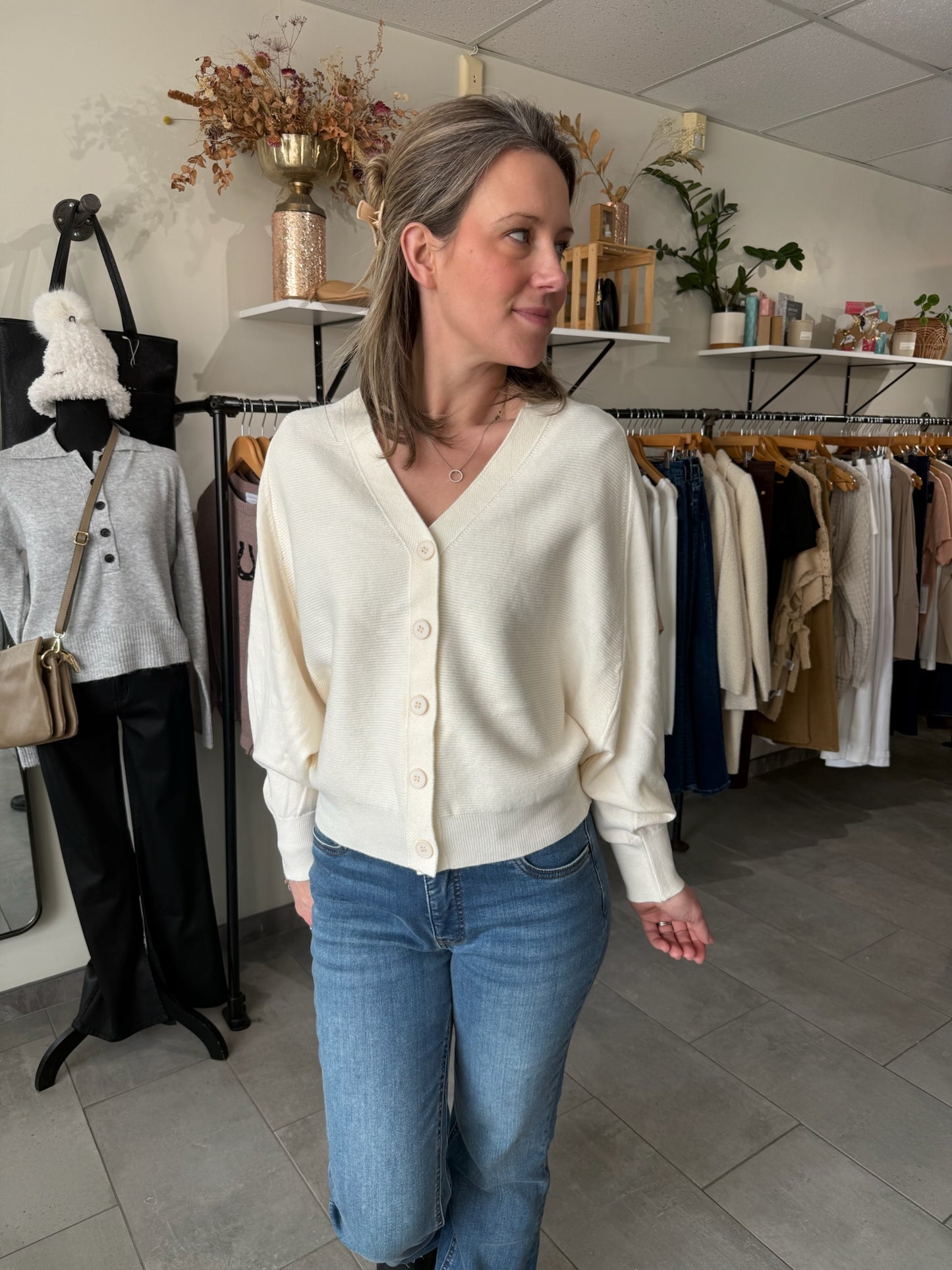 Super Soft Rib Knit Cardigan | Ivory