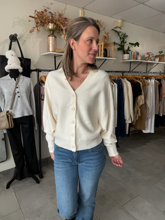 Super Soft Rib Knit Cardigan | Ivory
