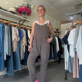 V-Neck Onesie Jumpsuit with Pockets | Ash Grey