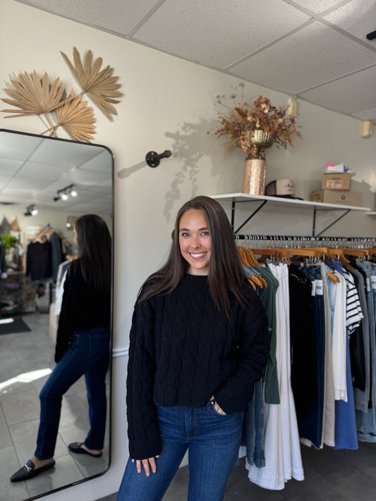Classic Cable Knit Crew Neck Sweater
