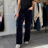 Audrey Wide Leg Corduroy Pants | Black Iris