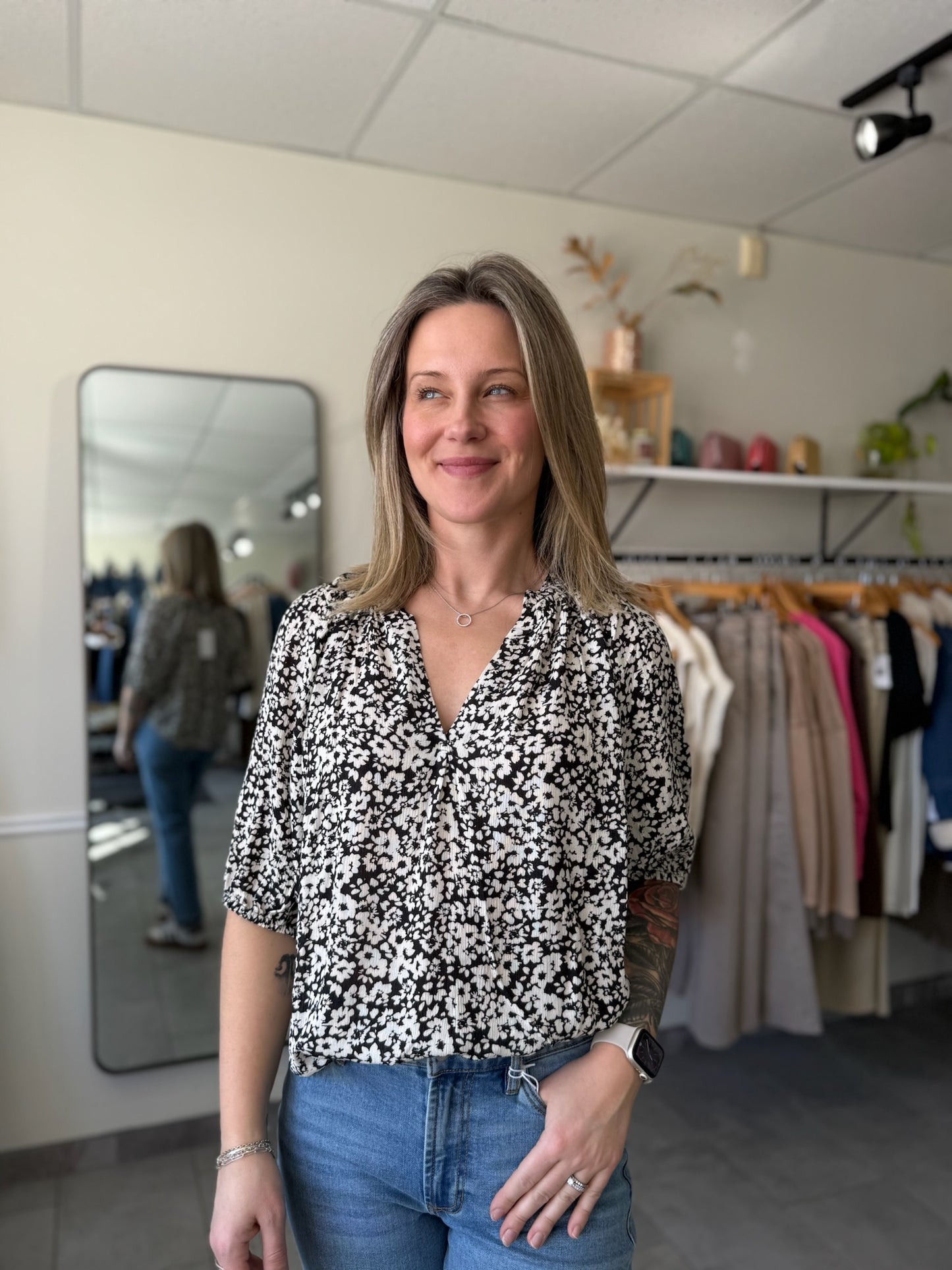 Costa Blouse | Black Pansey