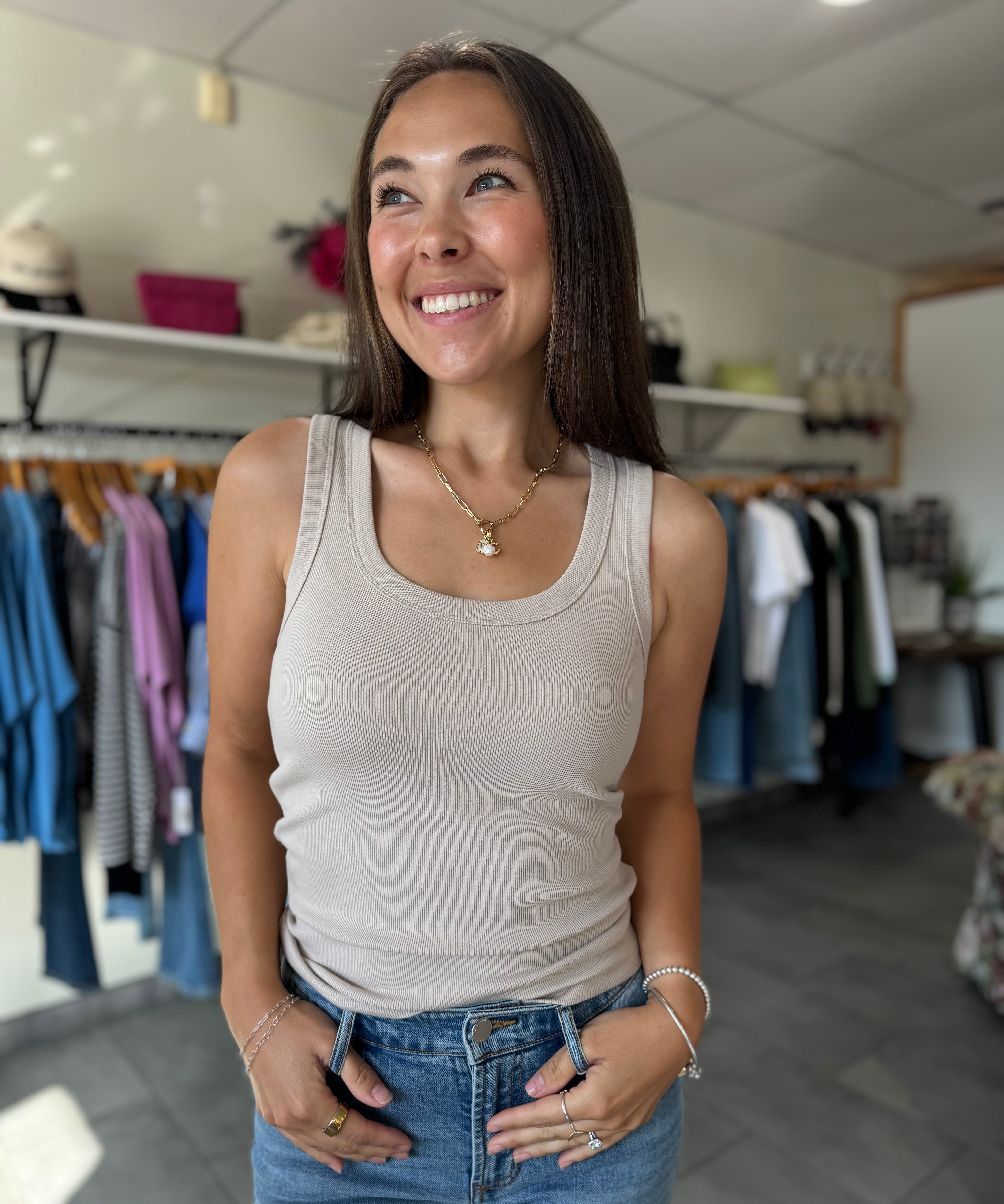 Anastasia Tank Top | Taupe