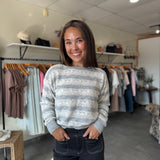 Leonora Stripe Pointelle Sweater | Heather Grey