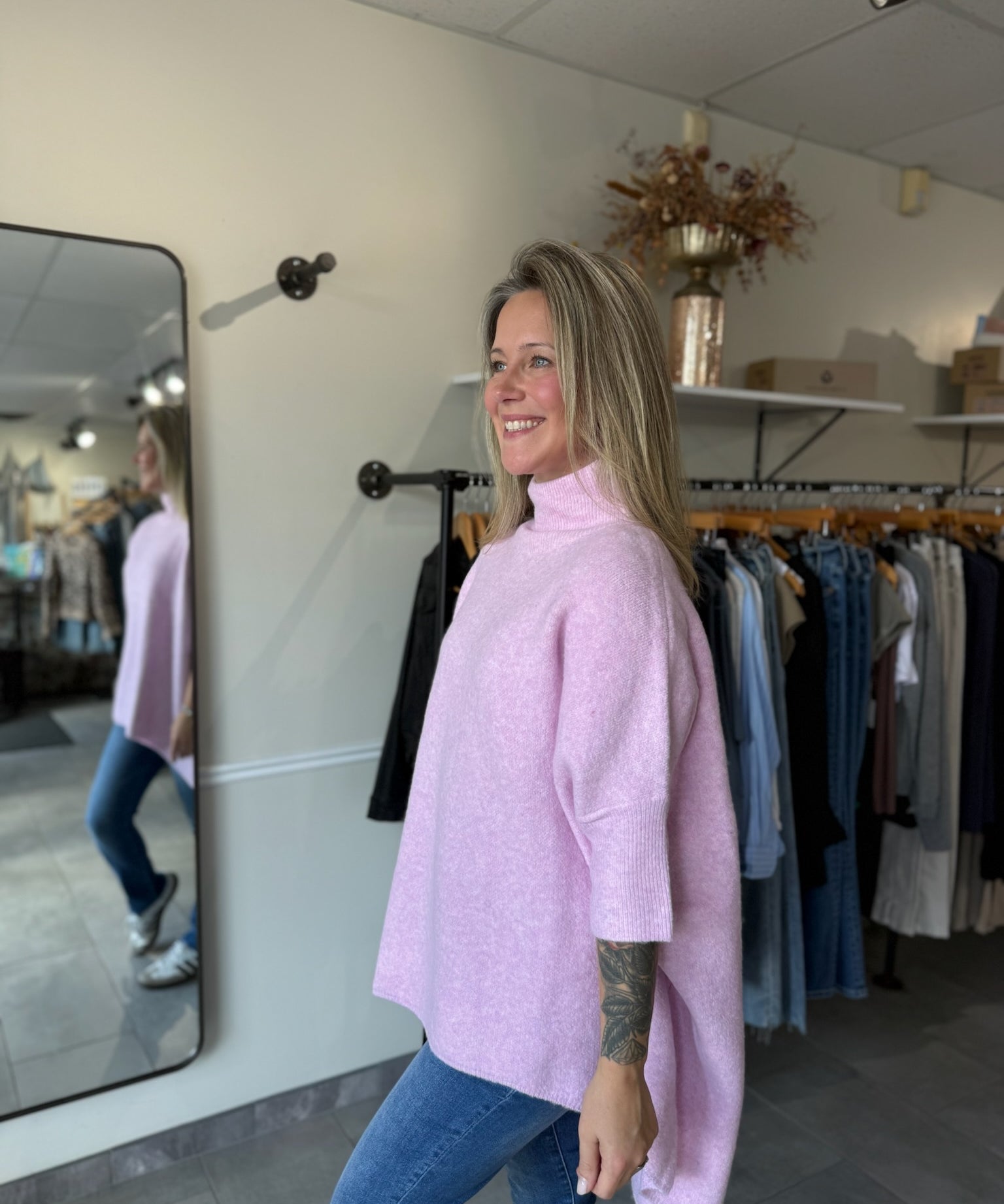 Dusty Pink Oversized Tunic Sweater