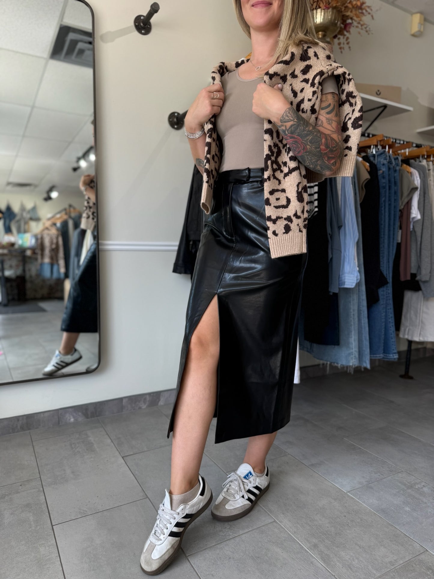 Sia Ballerina Length Skirt - Vegan Leather