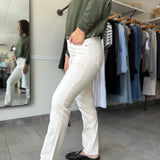 Reese High Rise Ankle Straight Jeans - Ecru