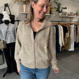 Coryn Full Zip Sweater | Stone