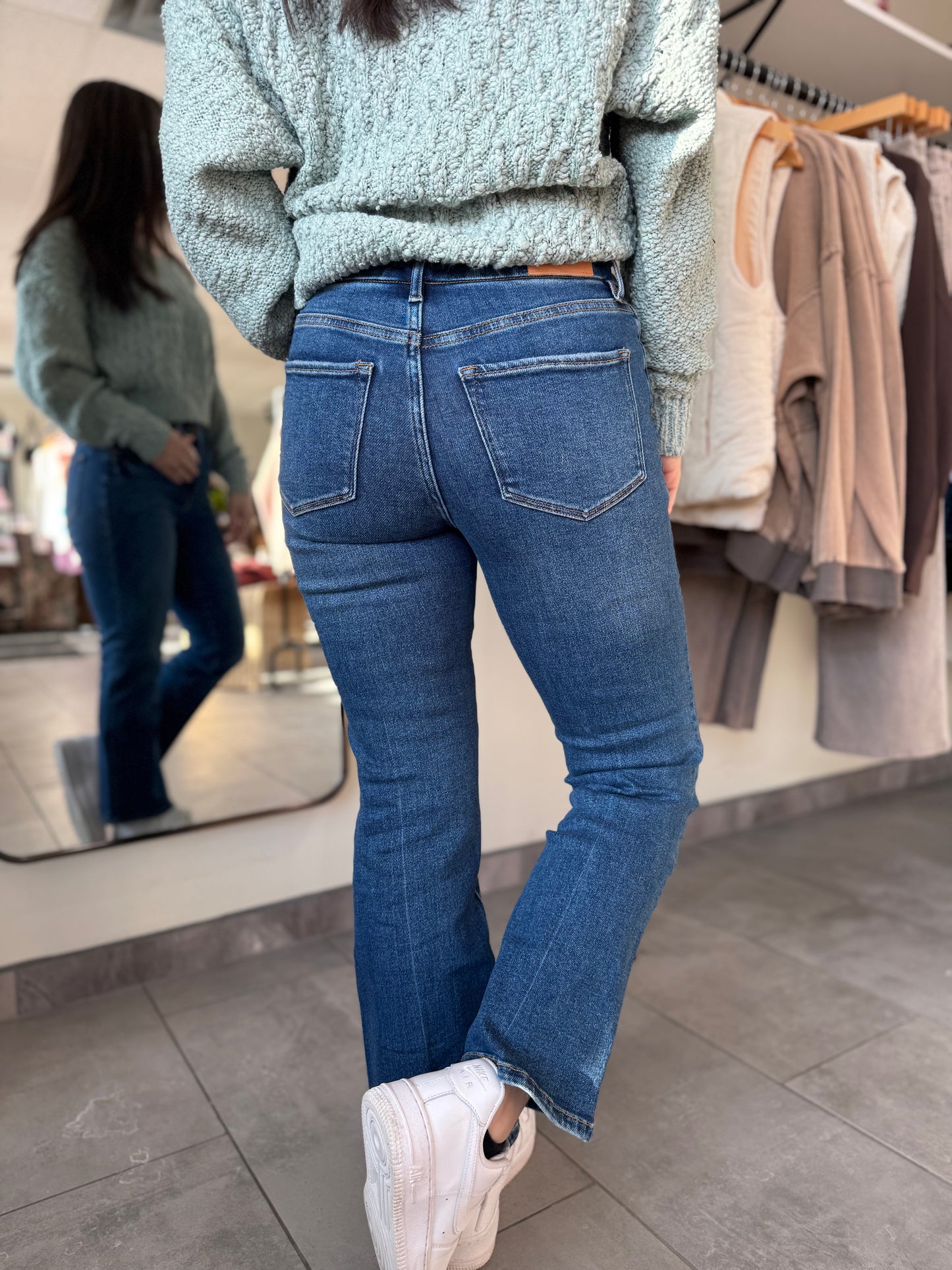 Jeanne Ankle Flare Jeans | Evergreen