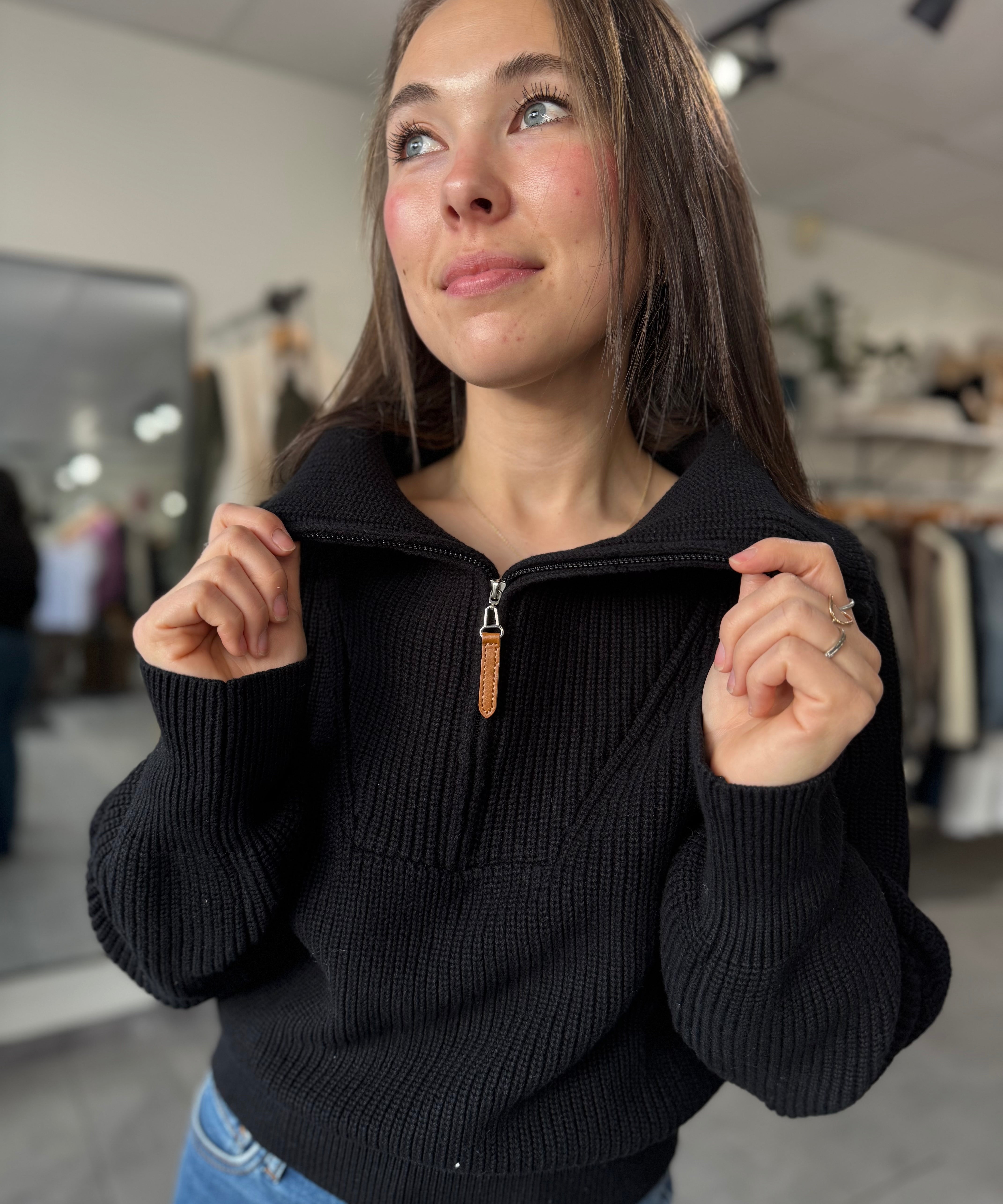 Textured Knit Half Zip