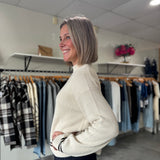 Emil Mock Neck Sweater | Cream Combo