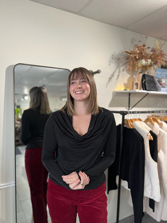 Cowl Neck Long Sleeve | Black