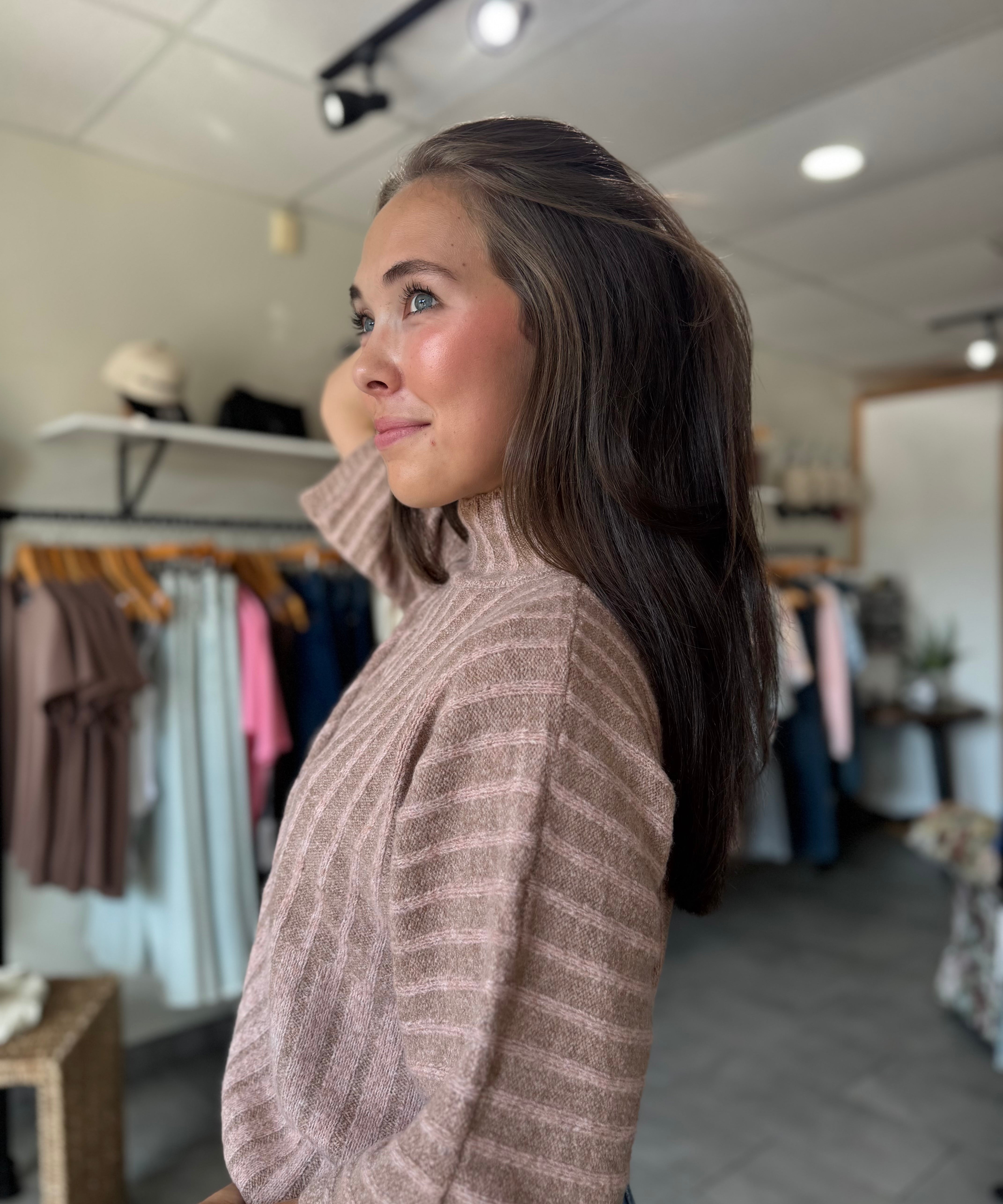Very J Ribbed Mock Neck Sweater