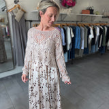 Floral Silky Maxi Slip Dress | Beige