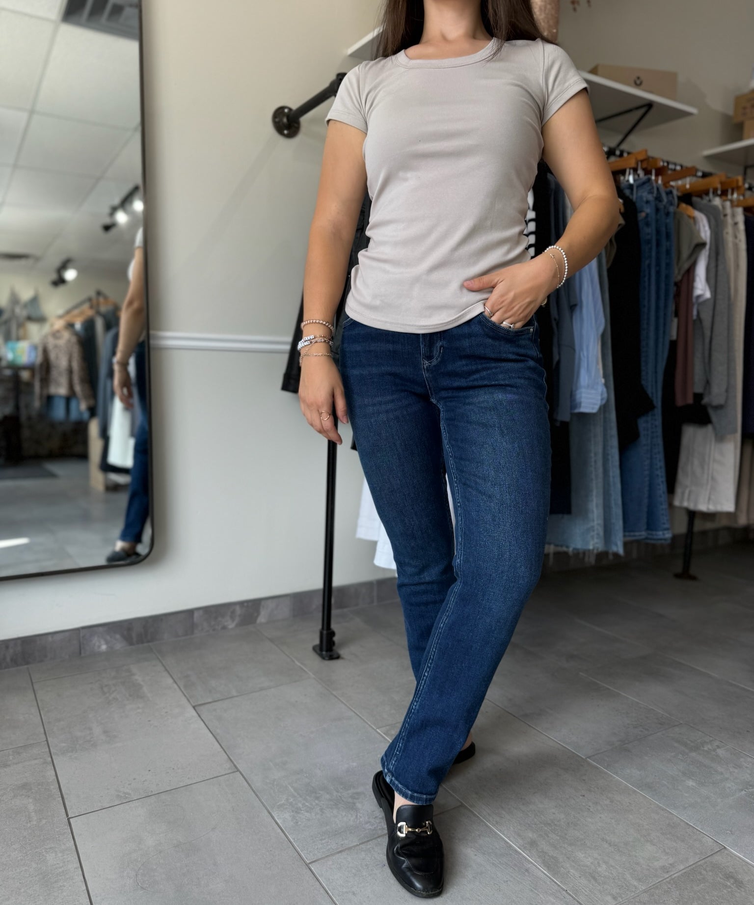 Blair Mid Rise Slim Straight Jeans - Riviera
