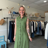 Bowtie Linen Dress | Olive