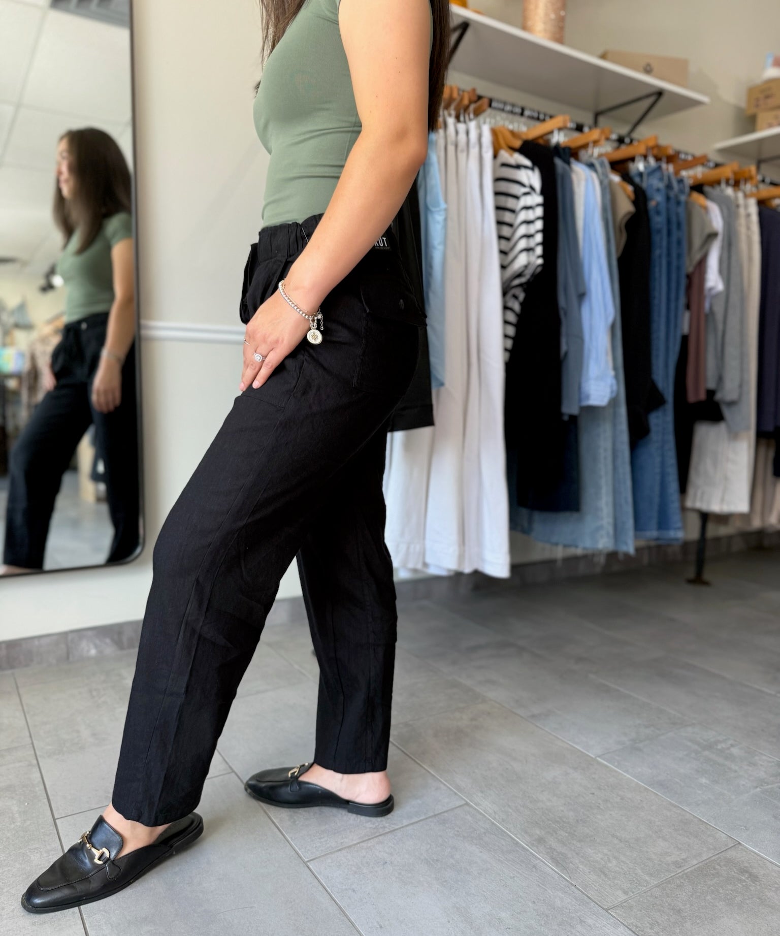 Rosalie Linen Drawstring Pant - Black