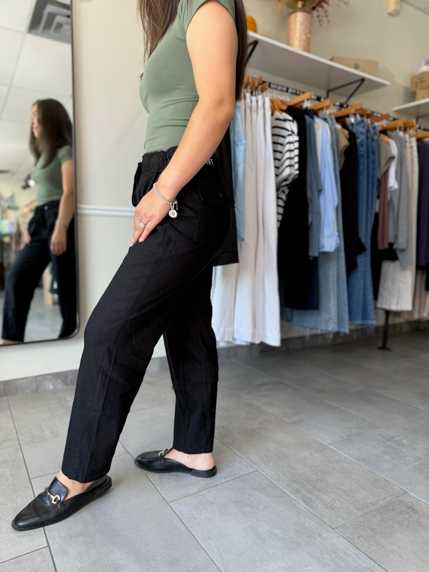 Rosalie Linen Drawstring Pant - Black