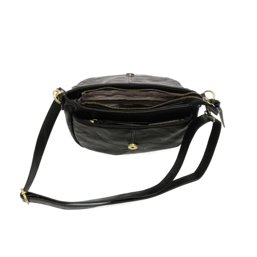 Helene Small Saddle Crossbody | Black