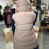 Detachable Hood Longline Quilted Puffer Vest | Latte