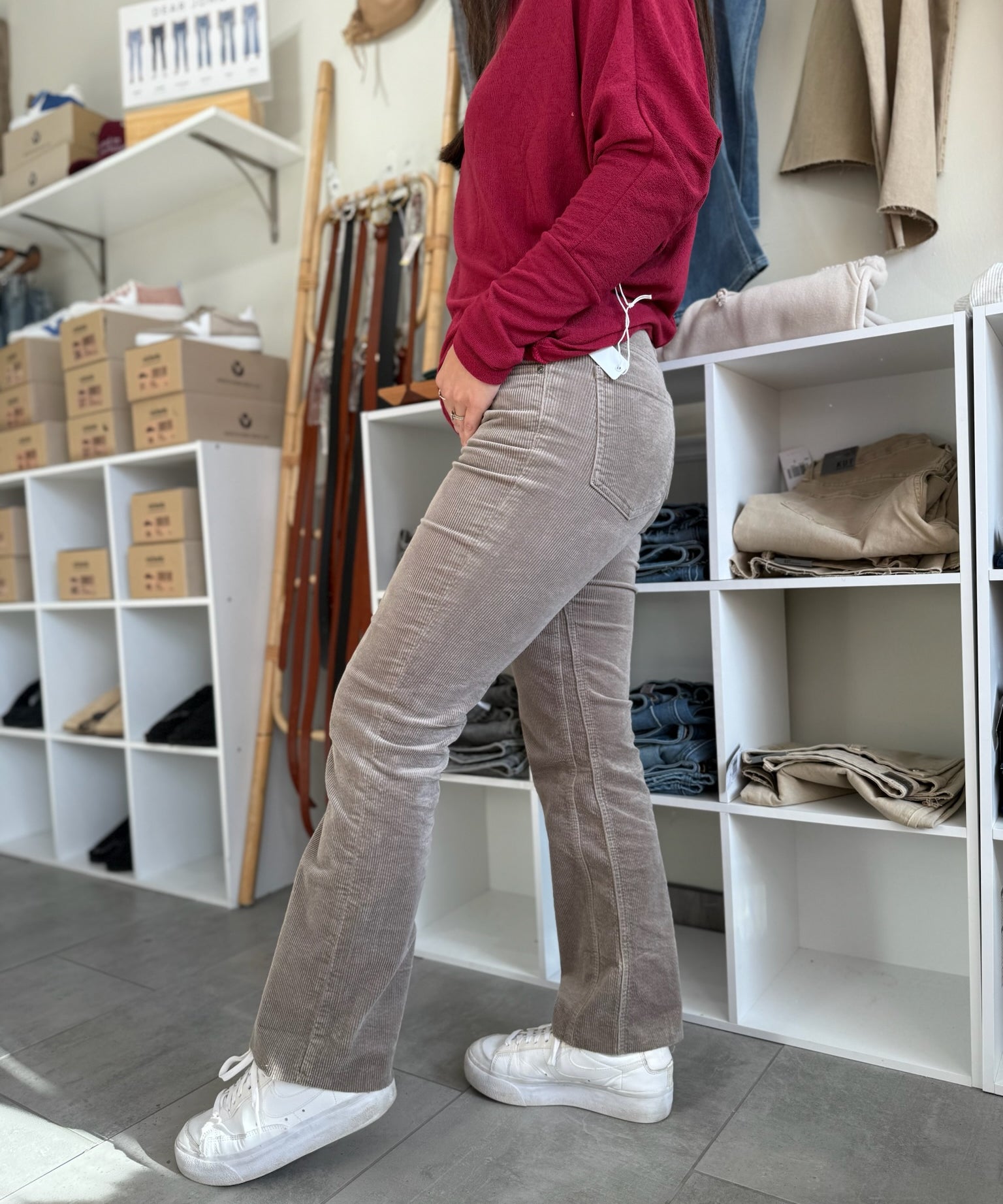 Kelsey Corduroy Ankle Flares - Rosemary