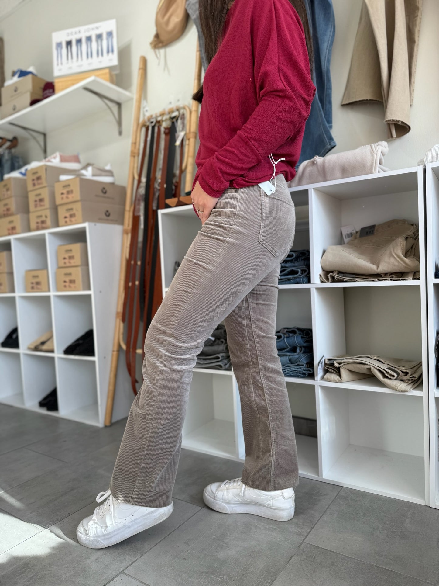 Kelsey Corduroy Ankle Flares - Rosemary