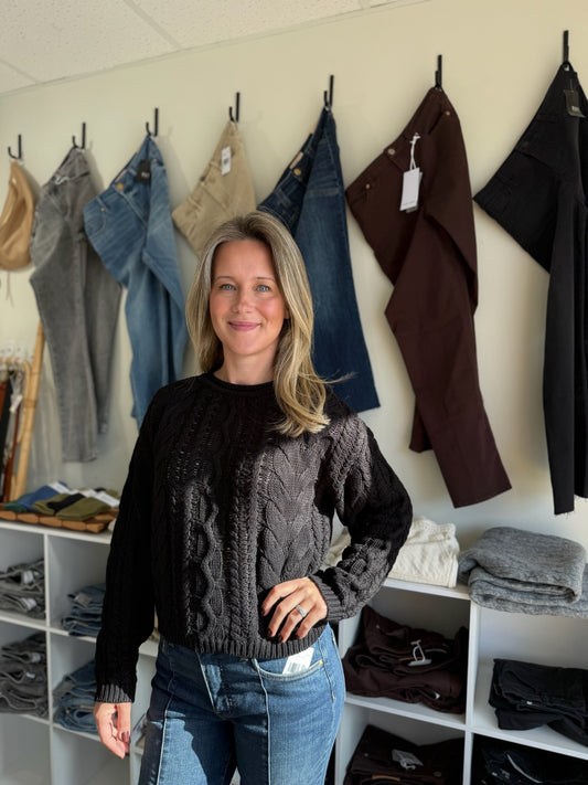 Niasha Cable Knit Crew Neck Sweater