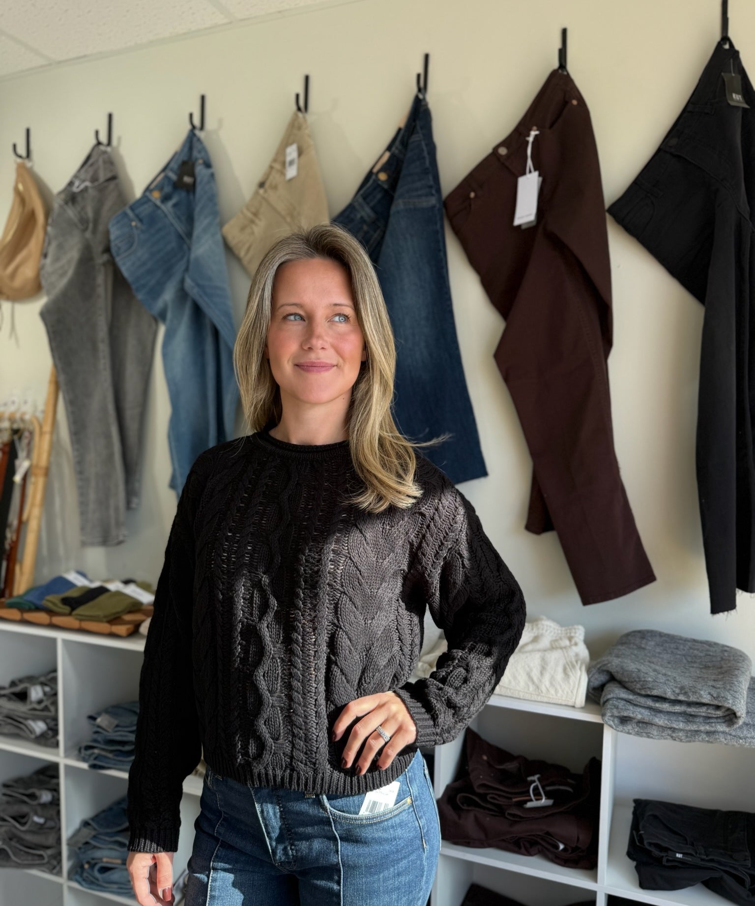 Niasha Cable Knit Crew Neck Sweater