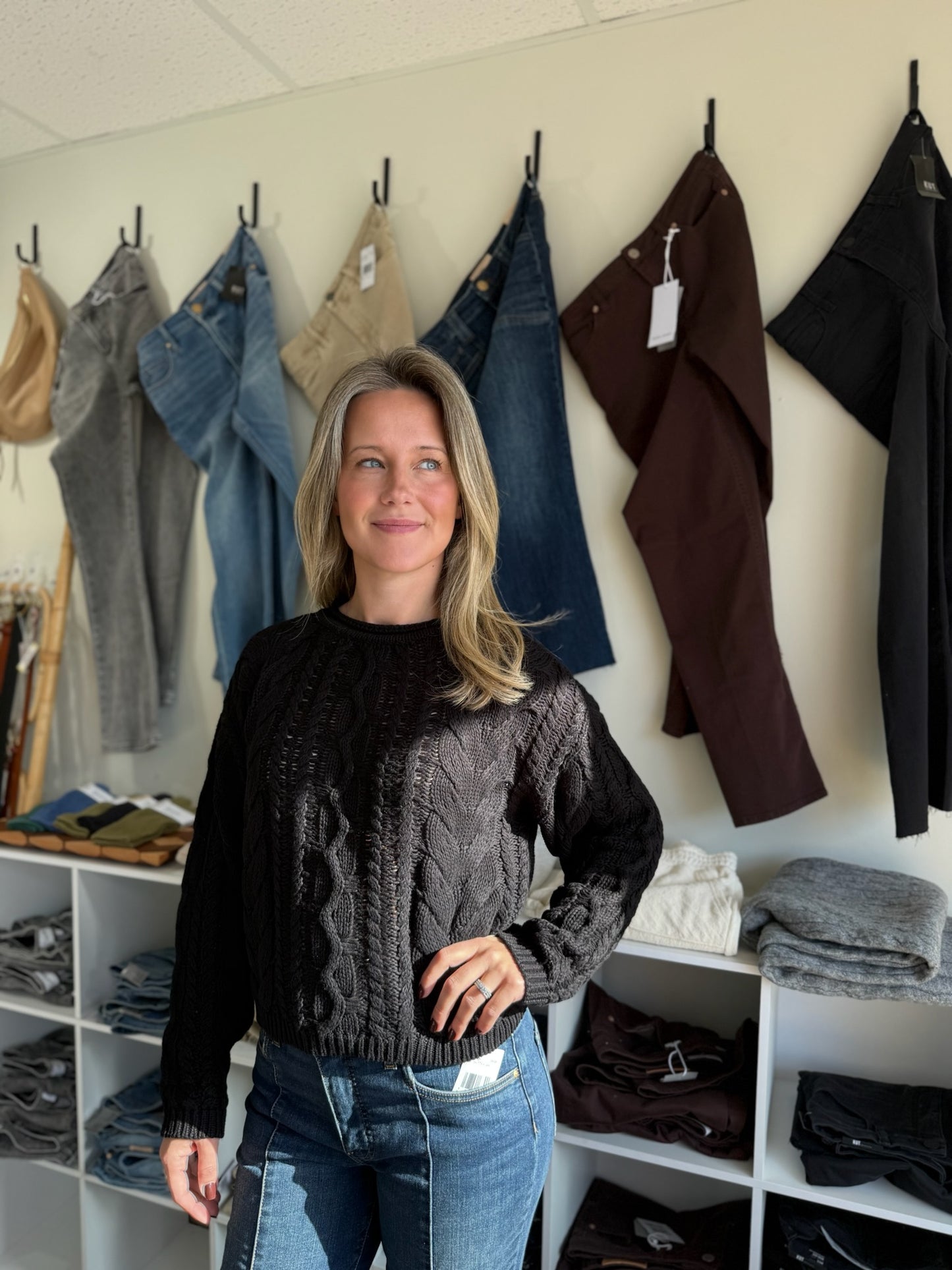 Niasha Cable Knit Crew Neck Sweater