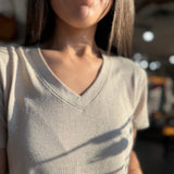 Amaya V-Neck Tee | Champagne