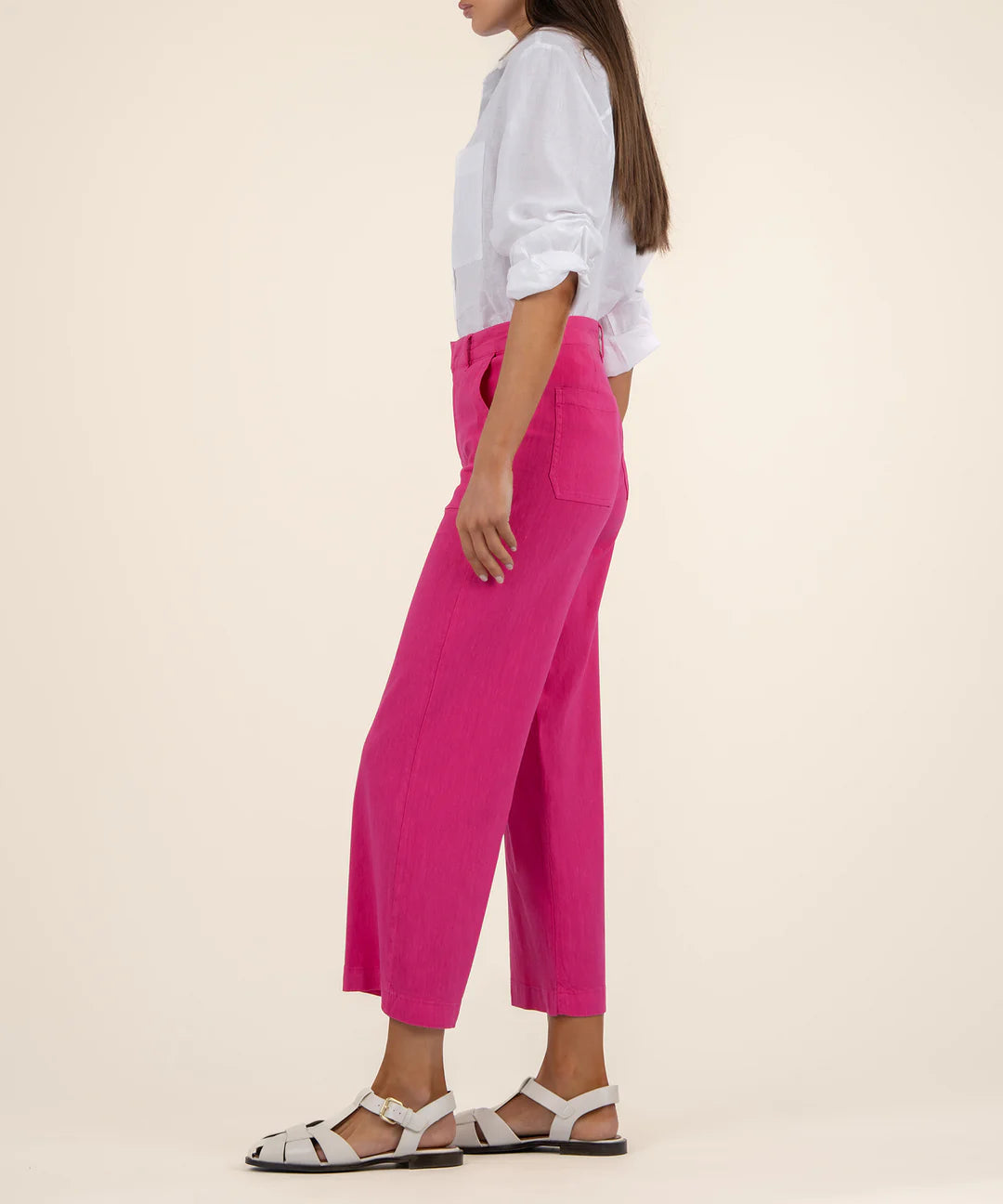 Topaz Linen Wide Leg - Fuchsia