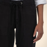 Rosalie Linen Drawstring Pant - Black