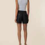 Katana Linen Drawstring Shorts | Black
