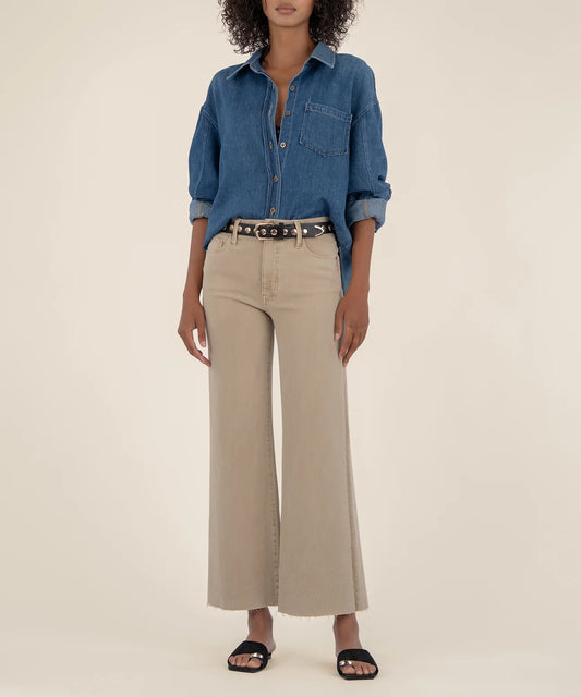 Meg High Rise Wide Legs - Biscuit