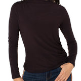 Mock Neck Knit Top With Shirring - Java