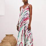 Deep V Maxi Dress with Crochet Details