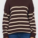 Solana Striped Funnel Neck Sweater