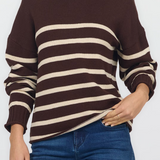 Solana Striped Funnel Neck Sweater
