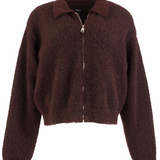 Sasha Knit Jacket with Corduroy Collar | Claret