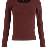 Sarah Rib Knit Pullover Top | Merlot