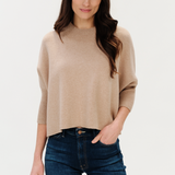 Oslo Funnel Neck 3/4 Sleeve Sweater | Heather Taupe
