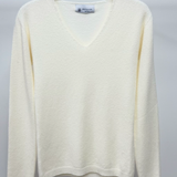 V-Neck Long Sleeve Knit Sweater | Panna Cotta