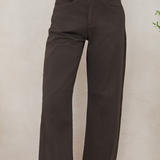 High Waist Barrel Pants | Chocolate Brown